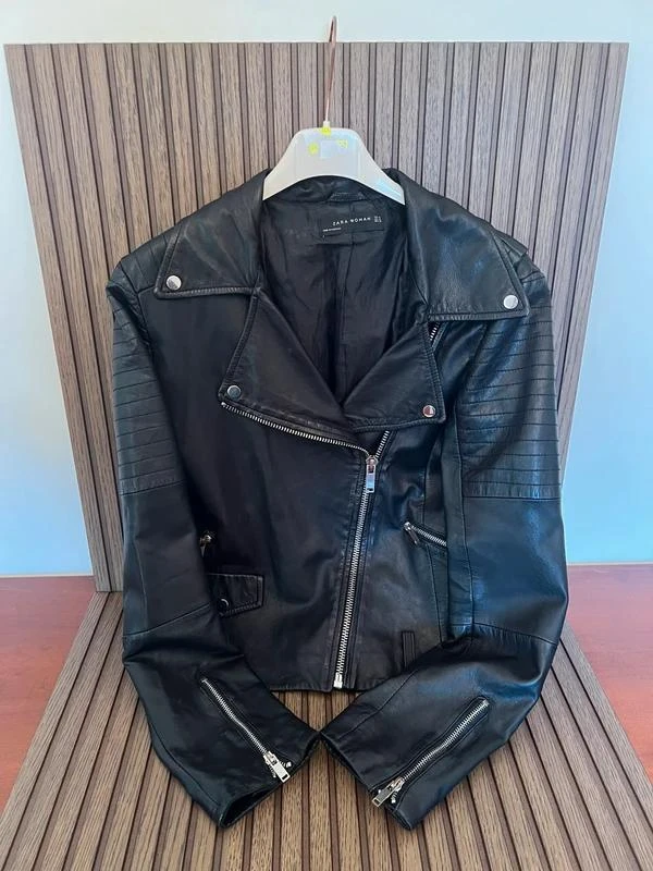 Casaco Rock Motard Alternativo em Cabedal Pele – Zara Woman